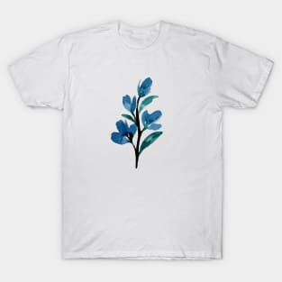 Blue Watercolor Wild Flower T-Shirt